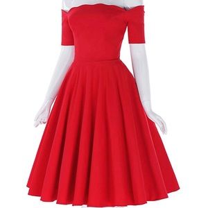 Vintage Style Off Shoulder Fit & Flare dress